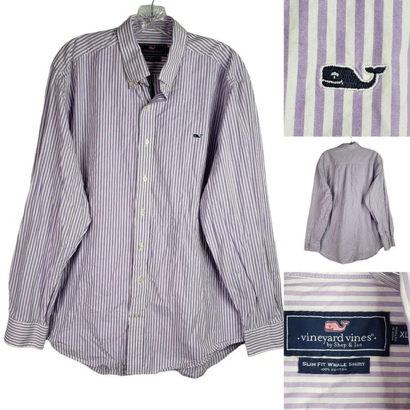 Vineyard Vines Other - Vineyard Vines Tucker Button Down Shirt XL Slim Fit Purple Stripe Whale